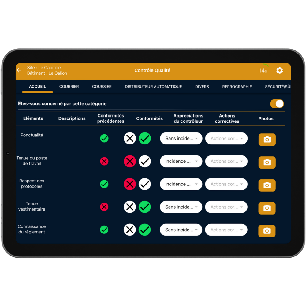 Aperçu de l’interface Quality Master